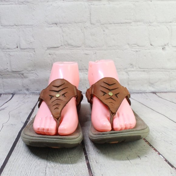 Merrell Adhera Brown Leather Casual Flats Thong Sandal Size US 9 - Picture 4 of 9